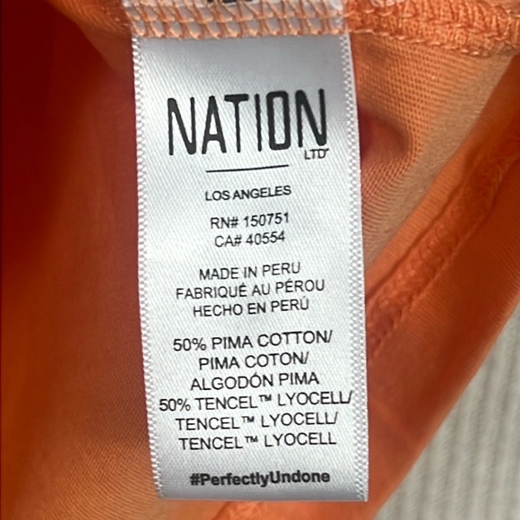 NWT Nation LTD Alina Tee T-Shirt Women’s Size Large Cadmium Orange Shirring - Picture 9 of 11